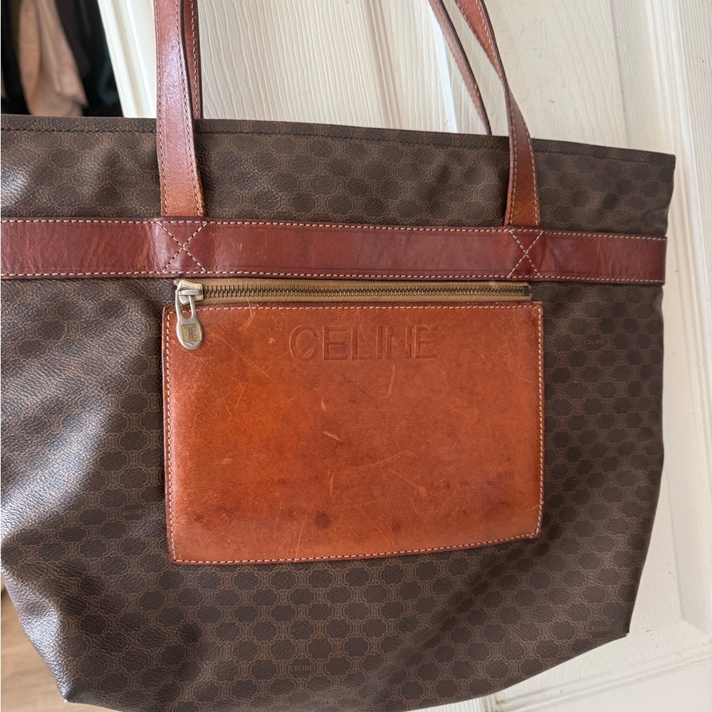 Celine Brown and Tan tote macadam Bag